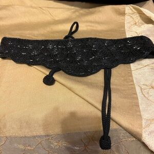 Vintage Beaded Black Evening Belt